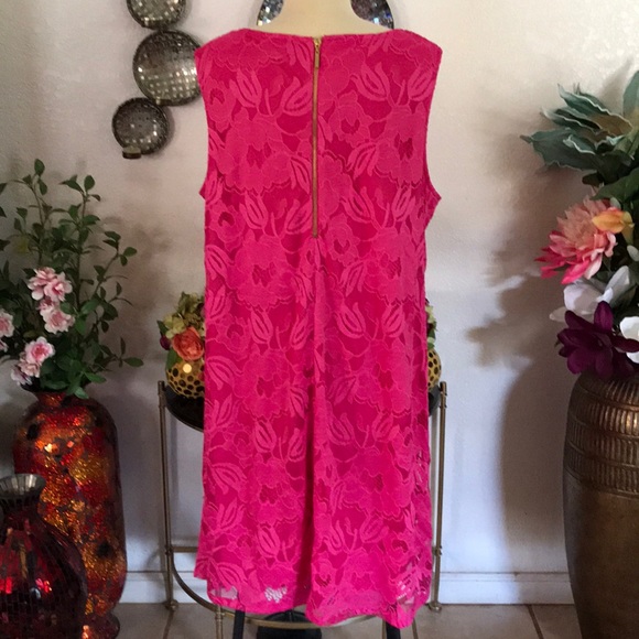 NWOT Ronni Nicole Hot Pink Lace design dress 22W - Picture 5 of 5